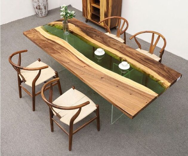 Green Epoxy Resin Table In BD Now – A Touch of Nature & Elegance