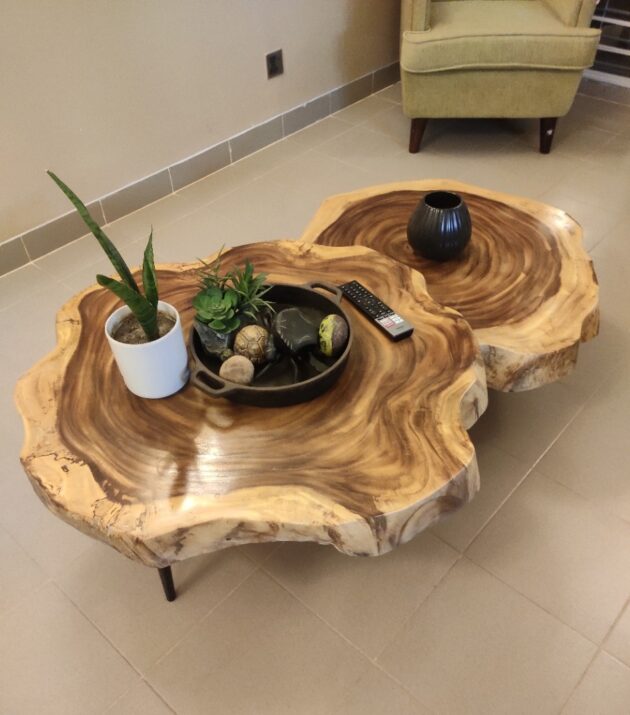Handcrafted Live Edge Resin Coffee Table in BD – Natural Solid Wood Beauty