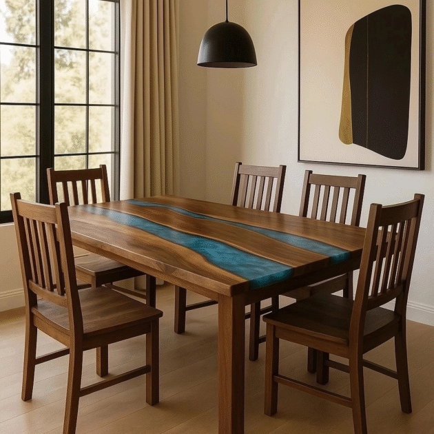 Live Edge Double River Epoxy Table