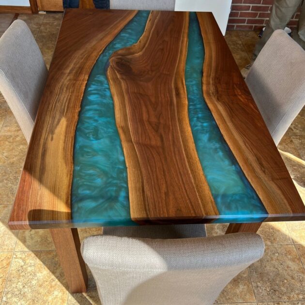 Live Edge Double River Epoxy Table - Image 3